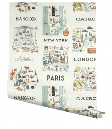 PSW1195RL - Rifle Paper Co. Peel & Stick Wallpaper-City Maps