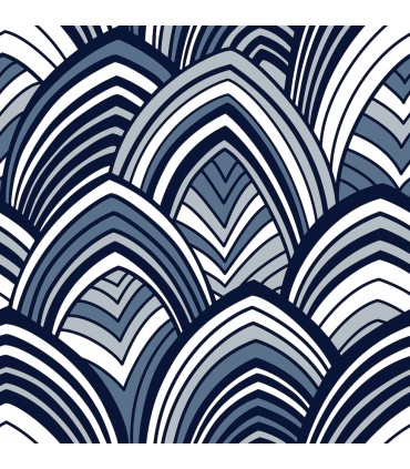 2969-87351 - Pacifica Wallpaper by A Street-Cabarita Art Deco Flocked Leaves