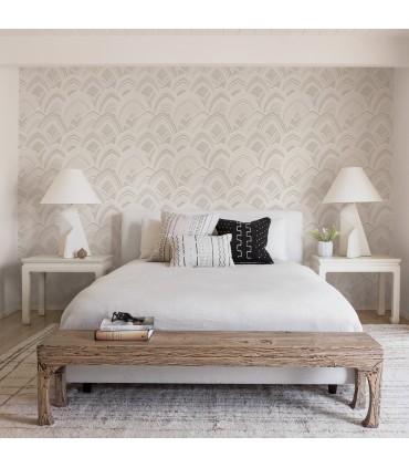 2969-87352 - Pacifica Wallpaper by A Street-Cabarita Art Deco Flocked Leaves