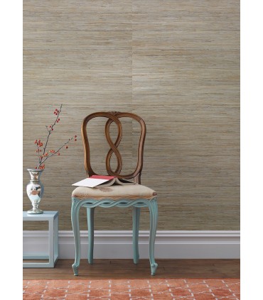 4018-0007 - Jeong Soft Teal Beige Grassscloth Wallpaper