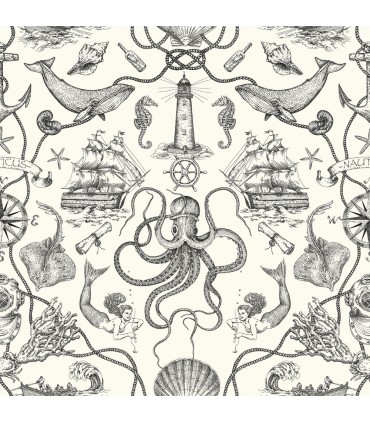RMK12001WP - Deep Sea Toile Peel and Stick Wallpaper