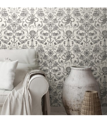 RMK12001WP - Deep Sea Toile Peel and Stick Wallpaper