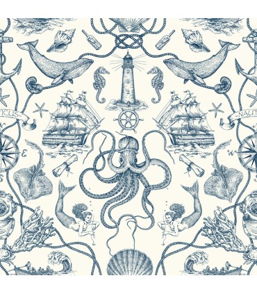 RMK12002WP - Deep Sea Toile Peel and Stick Wallpaper