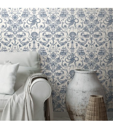 RMK12002WP - Deep Sea Toile Peel and Stick Wallpaper