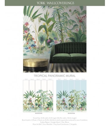 MU0254M -Tropical Panoramic Wallpaper Mural by York