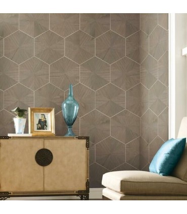 HO2102 - Hexagram Wood Veneer Wallpaper by Ronald Redding