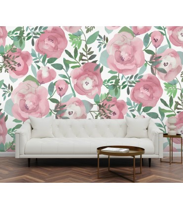 ASTM3905 - Blooming Floral Darling Pink Wall Mural