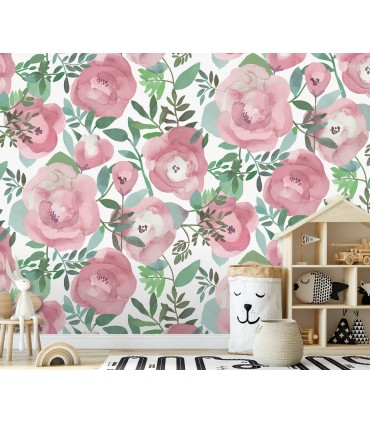 ASTM3905 - Blooming Floral Darling Pink Wall Mural