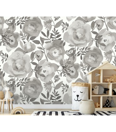 ASTM3906 - Blooming Floral Dove Grey Wall Mural