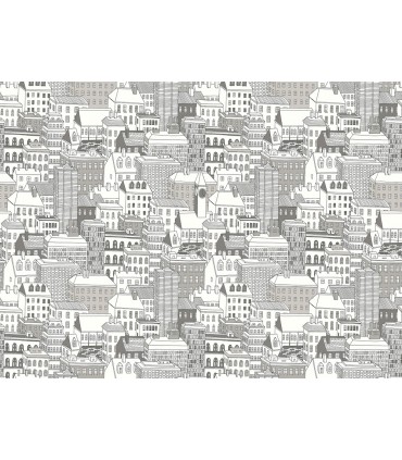 ASTM3908 - City Views Dove Grey Wall Mural