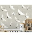 ASTM3909 - Crane You Later Dove Grey Wall Mural