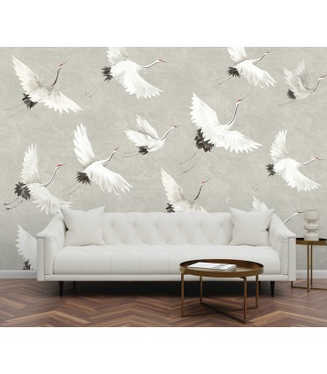 ASTM3909 - Crane You Later Dove Grey Wall Mural