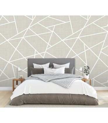 ASTM3915 - Modern Lines White on Dove Grey Wall Mural
