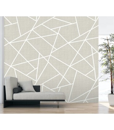 ASTM3915 - Modern Lines White on Dove Grey Wall Mural