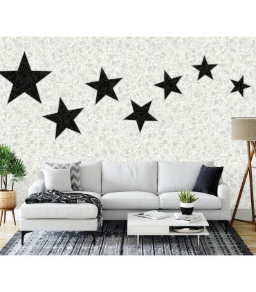 ASTM3918 - Terrazzo Stars Black on Dove Grey Wall Mural