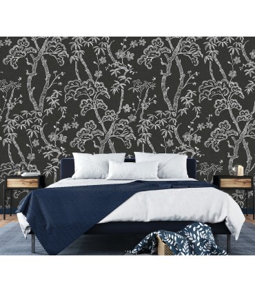 ASTM3919 - Storybook Forest Charcoal Grey Wall Mural