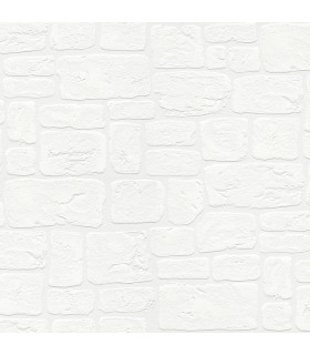4000-2040-42 - Gaffrey White Stone Paintable Wallpaper