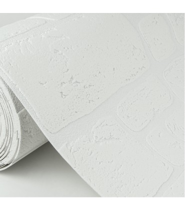4000-2040-42 - Gaffrey White Stone Paintable Wallpaper