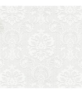 4000-32808 - Plouf White Damask Paintable Wallpaper