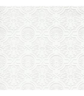 4000-32817 - Victorian White Tin Ceiling Paintable Wallpaper