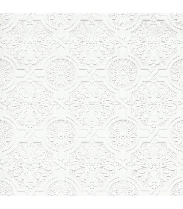 4000-32817 - Victorian White Tin Ceiling Paintable Wallpaper