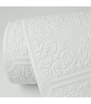 4000-96291 - Nico White Tin Ceiling Square Paintable Wallpaper