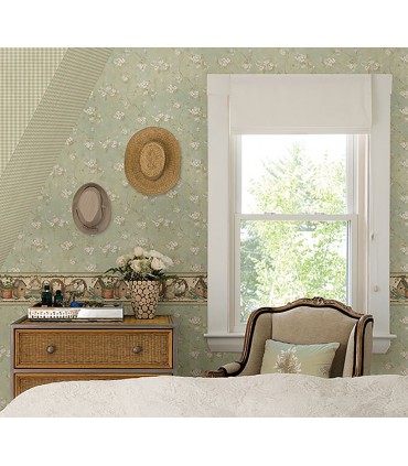 3123-44107 - Braham Aqua Floral Trail Wallpaper by Chesapeake