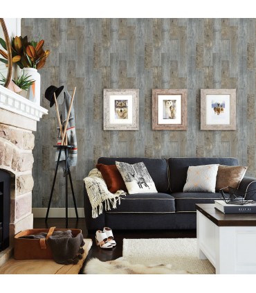 3123-12691 - Chebacco Slate Wooden Planks Wallpaper by Chesapeake