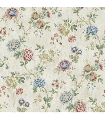 3123-02211 - Chrysanthemum Multicolor Jacobean Wallpaper by Chesapeake