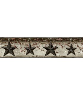 3123-44601 - Ennis Black Rustic Barn Star Border by Chesapeake