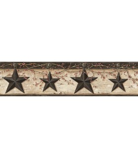3123-44602 - Ennis Charcoal Rustic Barn Star Border by Chesapeake