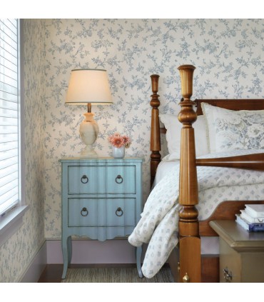 3123-02192 - French Nightingale Blue Trail Wallpaper by Chesapeake