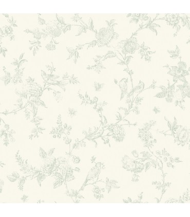 3123-02194 - French Nightingale Seafoam Trail Wallpaper by Chesapeake