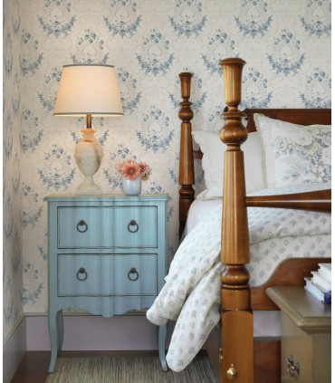 3123-02125 - Georgiana Navy Tearose Wallpaper by Chesapeake