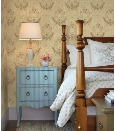 3123-02124 - Georgiana Red Tearose Wallpaper by Chesapeake