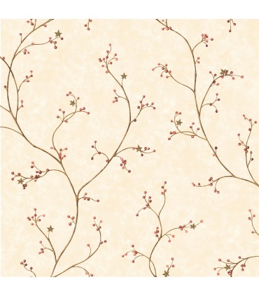 3123-44034 - Justine Khaki Berry Trail Wallpaper by Chesapeake