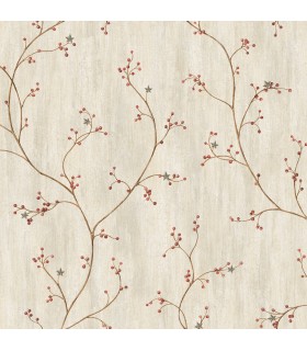 3123-44031 - Justine Light Grey Berry Trail Wallpaper by Chesapeake