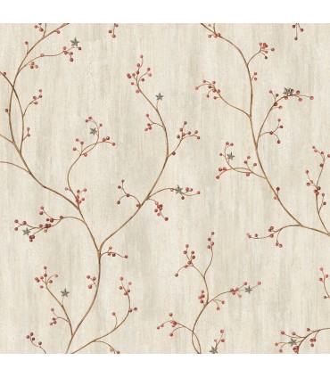 3123-44031 - Justine Light Grey Berry Trail Wallpaper by Chesapeake