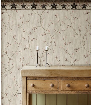 3123-44031 - Justine Light Grey Berry Trail Wallpaper by Chesapeake