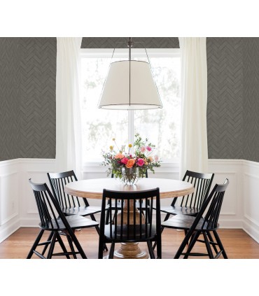 3123-10110 - Kaliko Dark Grey Wood Herringbone Wallpaper by Chesapeake