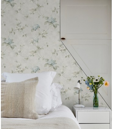 3123-76306 - Magnolia Light Blue Hydrangea Trail Wallpaper by Chesapeake
