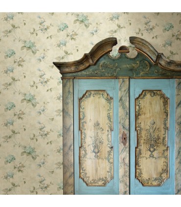 3123-76305 - Magnolia Teal Hydrangea Trail Wallpaper by Chesapeake