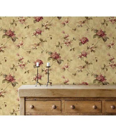 3123-76304 - Magnolia Yellow Hydrangea Trail Wallpaper by Chesapeake