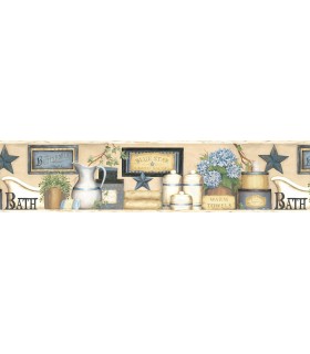 3123-63101 - Martha Blue Country Bath Border by Chesapeake