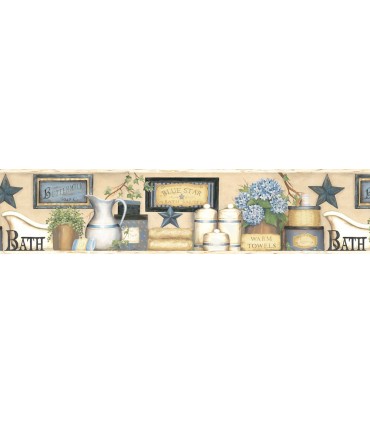 3123-63101 - Martha Blue Country Bath Border by Chesapeake