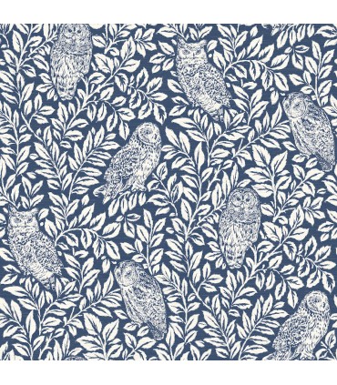 3123-12412 - Parliament Navy Owl Wallpaper by Chesapeake