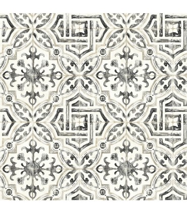 3123-12331 - Sonoma Black Spanish Tile Wallpaper by Chesapeake