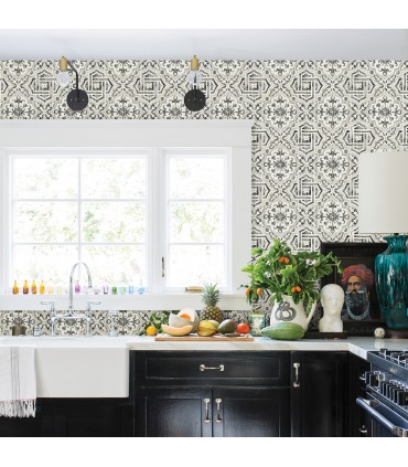 3123-12331 - Sonoma Black Spanish Tile Wallpaper by Chesapeake