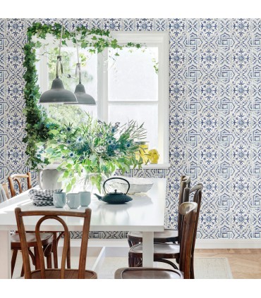 3123-12332 - Sonoma Blue Spanish Tile Wallpaper by Chesapeake