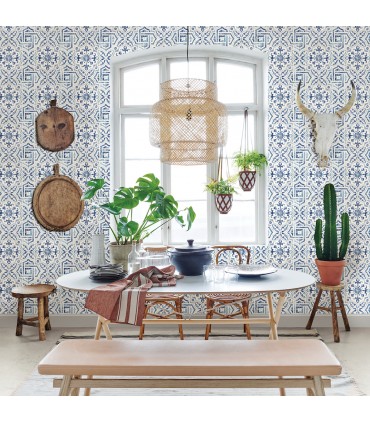 3123-12332 - Sonoma Blue Spanish Tile Wallpaper by Chesapeake